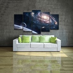 Pintura de parede modular, 5 peças, universo planetas, espaço externo, decoração, para casa, sala de estar, arte, estrutura, impressão moderna