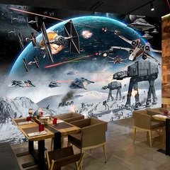 Papel de parede com foto personalizada 3d, fundo de parede de desenhos animados estéreo shock star wars mural para quarto de criança café ktv papel de parede 3 d papel tapiz - comprar online