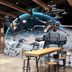 Papel de parede com foto personalizada 3d, fundo de parede de desenhos animados estéreo shock star wars mural para quarto de criança café ktv papel de parede 3 d papel tapiz