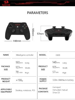 Imagem do Redragon GRADE G808 Controlador USB Sem Fio para PC/PS3 Gamepad Controlador Joystick Vibração Compatíveis Xinput/Dinput/Android