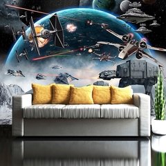 Papel de parede com foto personalizada 3d, fundo de parede de desenhos animados estéreo shock star wars mural para quarto de criança café ktv papel de parede 3 d papel tapiz - comprar online