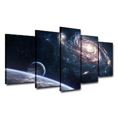 Pintura de parede modular, 5 peças, universo planetas, espaço externo, decoração, para casa, sala de estar, arte, estrutura, impressão moderna na internet