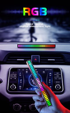 Barra de luz led com controle de voz, luz rgb colorida de ritmo musical, controle de voz automotivo