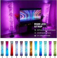 Imagem do Nordic branco tecido sombra led canto lâmpada de assoalho com controle inteligente alexa rgb moderna lâmpada pé para sala estar quarto decoração