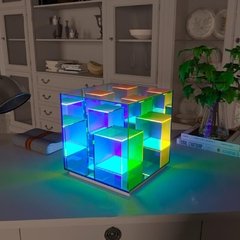 Cubo caixa de cor candeeiro de mesa sala estar quarto decoração atmosfera cor luz da noite acrílico criativo candeeiro de mesa objeto