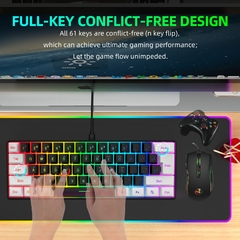 Imagem do Combos Backlight de Teclado e Mouse para PUBG Gamer, 61 Teclas, Com Fio, Branco,