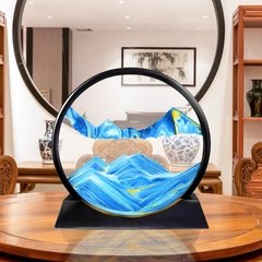 Imagem do 360 rotatable areia movediça pintura movente areia arte fluindo 3d paisagem mar profundo sandscape em movimento exibir decorações de escritório 7/12 em