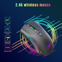 Mouse sem fio recarregável RGB Gaming, Ratos retroiluminados ergonômicos para na internet