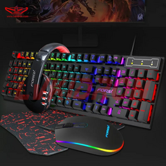 Conjunto de mouse e teclado com fio, 104 teclas, combinação USB, mouse pad, fo - comprar online