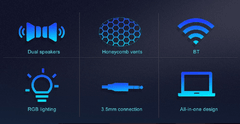 Redragon gs570 darknets surpport bluetooth aux 3.5mm estéreo surround alto-falante rgb coluna barra de som para computador na internet