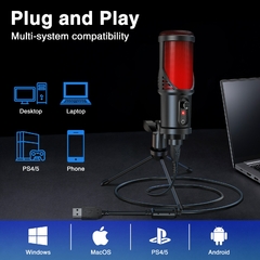 Microfone USB com fone de ouvido, Condensador, Fio de Gravação, Gaming Mic par - comprar online