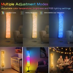 Nordic branco tecido sombra led canto lâmpada de assoalho com controle inteligente alexa rgb moderna lâmpada pé para sala estar quarto decoração - comprar online