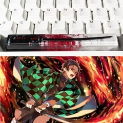 Anime japonês Demon Slayer Keycaps, 6.25u Resina Keycap, Barra de Espaço Artes na internet