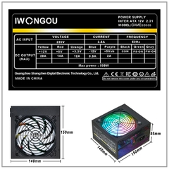 Fonte de alimentação 300w fonte para PC Gamer IWONGOU ATX fonte 300w RGB Gamin