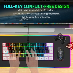 Combos Backlight de Teclado e Mouse para PUBG Gamer, 61 Teclas, Com Fio, Branco, - comprar online