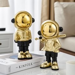 Astronauta modelo de resina ouro estatueta para interior casa acessórios sala estar decoração moderna arte estátua escritório decoração presente - loja online