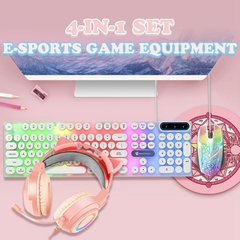 Rosa menina brilhante teclado e mouse pad set, fone de ouvido, 3, 4 - loja online