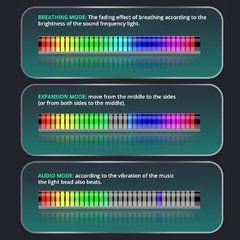 Barra de luz led com controle de voz, luz rgb colorida de ritmo musical, controle de voz automotivo - loja online