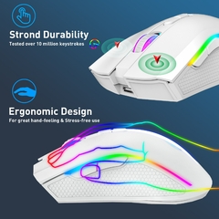 Mouse sem fio recarregável RGB Gaming, Ratos retroiluminados ergonômicos para na internet