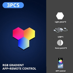 RGB Lâmpada de Parede Hexagonal Inteligente, Mudança de Cor Luz Noturna Ambien