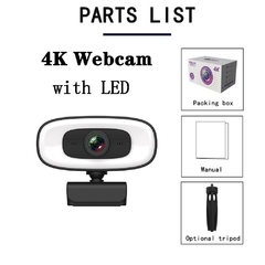 Webcam Full HD com Microfone, 4K, 1080P, Mini Câmera, 2K, 15-30FPS, USB, Web Ca - loja online