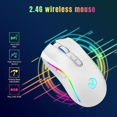 Mouse sem fio recarregável RGB Gaming, Ratos retroiluminados ergonômicos para