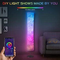 Nordic branco tecido sombra led canto lâmpada de assoalho com controle inteligente alexa rgb moderna lâmpada pé para sala estar quarto decoração na internet