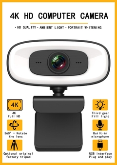 Webcam Full HD com Microfone, 4K, 1080P, Mini Câmera, 2K, 15-30FPS, USB, Web Ca - comprar online