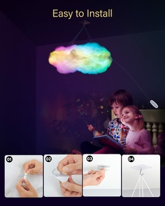 Controle Remoto Compatível com Bluetooth LED RGB USB, Smart Clouds Night Lamp, - loja online