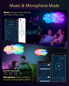 Controle Remoto Compatível com Bluetooth LED RGB USB, Smart Clouds Night Lamp, na internet