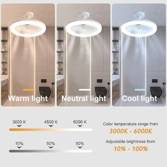 Inteligentes ventiladores de teto silenciosos com controle remoto e luz, lâmpad - Dr. Brauch