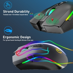 Mouse sem fio recarregável RGB Gaming, Ratos retroiluminados ergonômicos para - Dr. Brauch