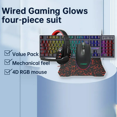 Conjunto de mouse e teclado com fio, 104 teclas, combinação USB, mouse pad, fo na internet