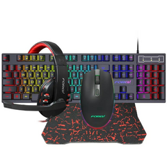 Imagem do Conjunto de mouse e teclado com fio, 104 teclas, combinação USB, mouse pad, fo