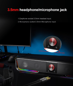 Redragon gs570 darknets surpport bluetooth aux 3.5mm estéreo surround alto-falante rgb coluna barra de som para computador - loja online