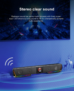 Imagem do Redragon gs570 darknets surpport bluetooth aux 3.5mm estéreo surround alto-falante rgb coluna barra de som para computador