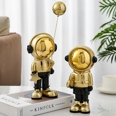 Astronauta modelo de resina ouro estatueta para interior casa acessórios sala estar decoração moderna arte estátua escritório decoração presente