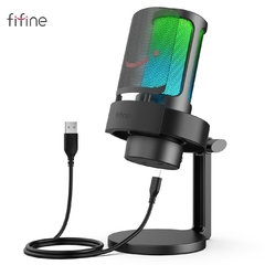 Microfone usb fifine para gravação e streaming no computador e mac, saída de - comprar online