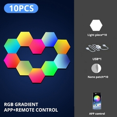 RGB Lâmpada de Parede Hexagonal Inteligente, Mudança de Cor Luz Noturna Ambien - loja online