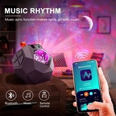 Rodanny led polígono céu projetor com bluetooth jogar música quarto decoração luar estrela projeção ondas presentes de natal