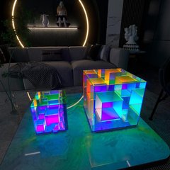 Cubo caixa de cor candeeiro de mesa sala estar quarto decoração atmosfera cor luz da noite acrílico criativo candeeiro de mesa objeto