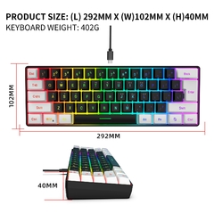 Combos Backlight de Teclado e Mouse para PUBG Gamer, 61 Teclas, Com Fio, Branco, - comprar online