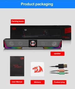 Redragon gs570 darknets surpport bluetooth aux 3.5mm estéreo surround alto-falante rgb coluna barra de som para computador