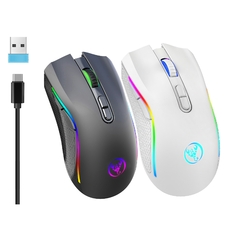 Mouse sem fio recarregável RGB Gaming, Ratos retroiluminados ergonômicos para - loja online