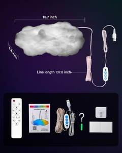 Imagem do Controle Remoto Compatível com Bluetooth LED RGB USB, Smart Clouds Night Lamp,