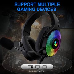 Redragon-fone de ouvido pandora h350 rgb iluminado, fones de ouvido para jogos, com som surround usb 7.1, microfone - comprar online