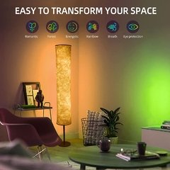 Imagem do Nordic branco tecido sombra led canto lâmpada de assoalho com controle inteligente alexa rgb moderna lâmpada pé para sala estar quarto decoração