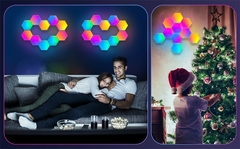 Rgbw led hexágono luz bluetooth interior luz de parede app controle remoto luz - comprar online