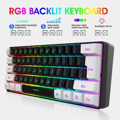 Combos Backlight de Teclado e Mouse para PUBG Gamer, 61 Teclas, Com Fio, Branco,