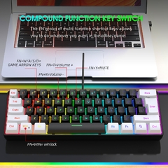 Combos Backlight de Teclado e Mouse para PUBG Gamer, 61 Teclas, Com Fio, Branco, - comprar online